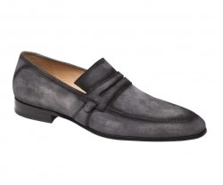 Mezlan "Ulpio" Light Grey Genuine Suede Penny Loafer Shoes 8249.