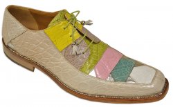 Mauri "2636" All Over Genuine Alligator Rainbow Colors Shoes: Linen / White / Sky Lark / Taste Of Berry / Crispy Green / Mauve / New Yellow / Silver