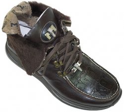 Mauri 8831 Brown Genuine Alligator With Shearling Fur Lining Boots
