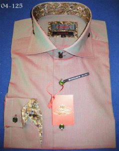 Axxess Pink / Olive Handpick Stitching 100% Cotton Dress Shirt 04-125