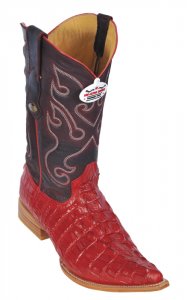 Los Altos Red All-Over Alligator Tail Print 3X Toe Cowboy Boots 3950112