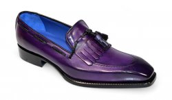 Emilio Franco "Tommaso" Purple Genuine Italian Calf Leather Tassel Loafers.