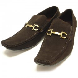 Encore By Fiesso Coffee Genuine Suede Leather Loafer Shoes FI6249