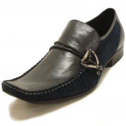 Encore By Fiesso Navy Genuine Leather/Suede Loafer Shoes FI6620
