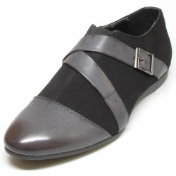 Fiesso Black Leather Buckle Loafer Shoes With Zipper FI2148