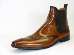 Carrucci Cognac Genuine Calf Skin Leather Boots KB8018-13