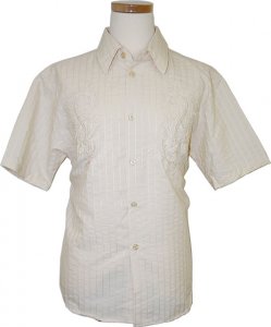 Pronti Beige With Unique Embroidery Cotton Blend Shirt S1580