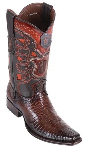 Los Altos Brown Genuine Teju Lizard European Square Toe Cowboy Boots 760716