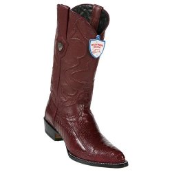 Wild West Burgundy Genuine Ostrich Leg J Toe Cowboy Boots 2990506