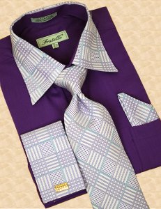 Fratello Purple Shirt/Tie/Hanky Set DS3718P2
