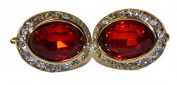 Fratello Gold Plated / Ruby Red Rhinestone Oval Cufflink Set CL984D