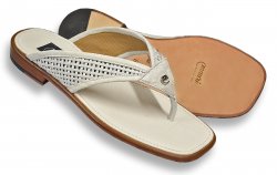 Mauri "1480/7" White Genuine Ostrich / Woven Calfskin Sandals