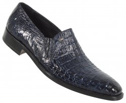 Mauri "4636" Wonder Blue Genuine All Over Hornback Crocodile Hand Painted Dressy Loafer Shoes