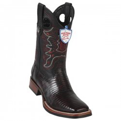 Wild West Black Cherry Genuine Teju Lizard Wide Square Toe Cowboy Boots 28250718