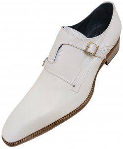 Duca 2020 White Italian Calfskin Criss-Cross Double Monk Strap Shoes