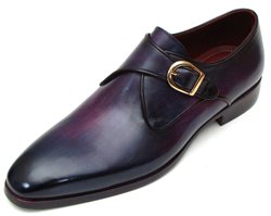 Purple Genuine Calfskin Leather Single Monkstrap Shoes