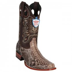 Wild West Rustic Brown Genuine Python Square Toe Cowboy Boots 28185785