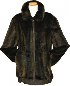 IL Canto Brown Faux Fur Bomber Jacket F018