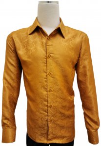Bagazio Honey Paisley Embroidered Long Sleeve Satin Shirt BM1948