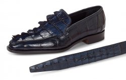 Mauri "Orefici" 4770 Wonder Blue Genuine Baby Crocodile / Hornback Tail Loafer Shoes