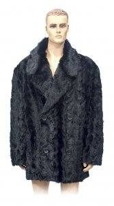 Winter Fur Black Pieces Mink 3/4 Coat With Double Brest M03Q01BK