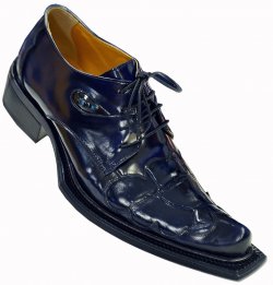 Mauri "44184/1" Navy Blue Genuine Alligator / Polished Calf Leather Shoes With Eyes
