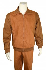 Bagazio Cognac Microsuede / Sweater Zip-Up Bomber Jacket Outfit BM2185