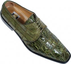 David Eden "Dawson" Military Green Genuine Crocodile / Lizard Patchwork Shoes