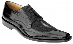 Belvedere "Milan" Black Genuine Stingray / Eel Oxford Shoes # 2N4