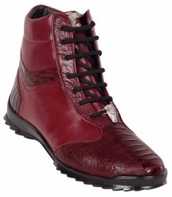 Los Altos Boots Burgundy Genuine Ostrich Leg Casual Shoes ZC120506