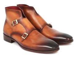 Paul Parkman ''8154-BRW'' Brown Genuine Calfskin Double Monkstrap Boots.