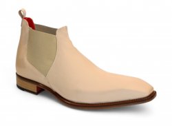 Emilio Franco "Leonardo" Beige Genuine Italian Patent Leather Ankle Boots.