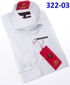 Axxess White Cotton Modern Fit Dress Shirt With Button Cuff 322-03.