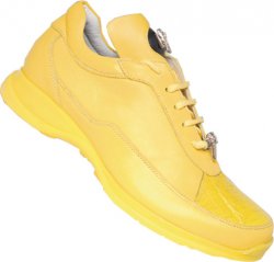 Mauri 8900 Sunshine Yellow Genuine Alligator / Nappa Leather Sneakers With Silver Mauri Alligator Head