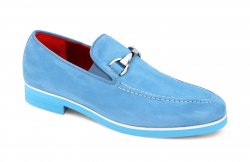 Emilio Franco "Nino II" Light Blue Genuine Italian Suede Leather With Bracelet Loafers.