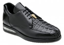 Belvedere "Marcus" Black Genuine Hornback Crocodile Casual Shoe.