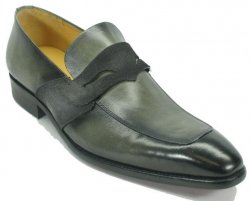 Carrucci Grey Genuine Leather Modern Penny Loafer Shoes KS503-40.