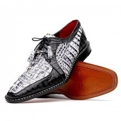 Marco Di Milano ''Caribe'' Newspaper / Black Genuine Hornback Caiman Crocodile Dress Shoes