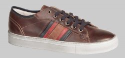 Bacco Bucci "Lindy" Brown Multi Genuine Burnished Italian Calfskin Lace-up Sneakers 6365-35.