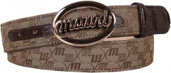 Mauri "0100/35" Sport Rust / Beige Genuine Baby Crocodile Belt With Double M Mauri Fabric