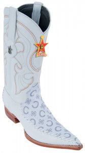 Los Altos White Fashion Design / Deer Skin 3X Toe Cowboy Boots 955328