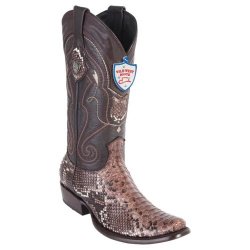 Wild West Rustic Brown Genuine Python Dubai Toe Cowboy Boots 2795785