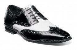 Stacy Adams "Tinsley" Black / White Buffalo Leather Wingtip Derby Shoes 25092-111