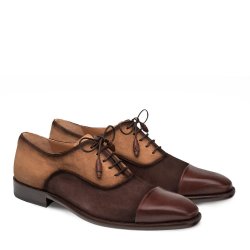 Mezlan "DRAYTON" Brown / Cognac Genuine Calfskin / Suede Oxford Shoes 9726.