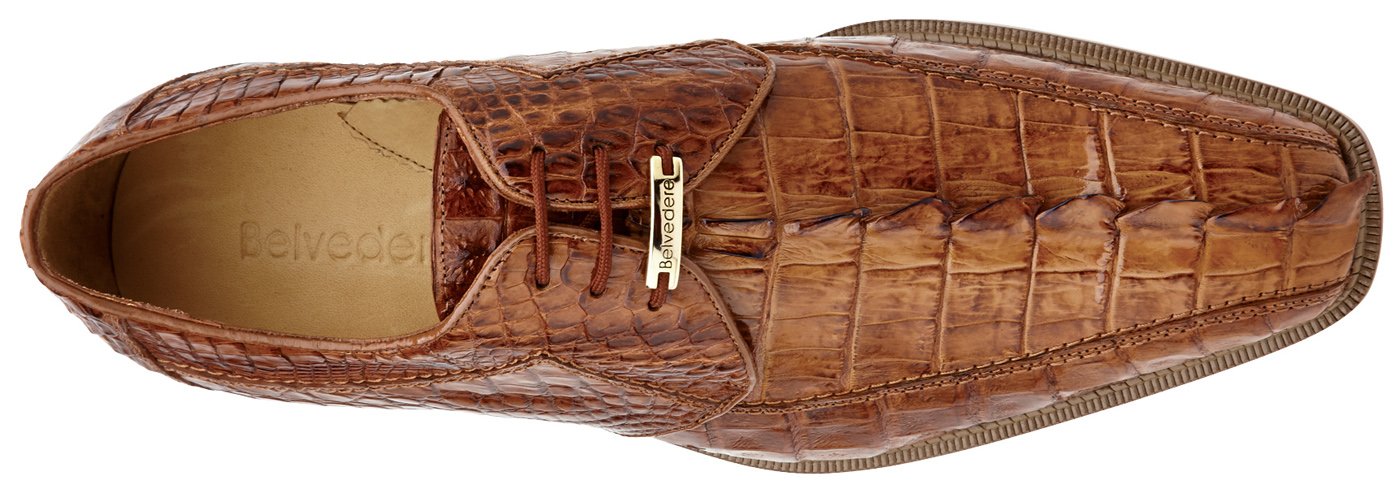 Top view of Belvedere "Colombo" Camel Crocodile Shoes