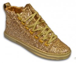 Encore By Fiesso Gold Glitter PU Leather High Top Sneakers FI2174-2