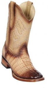 Los Altos Faded Oryx Genuine Caiman Tail Wide Square Toe Cowboy Boots 8220115