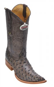 Los Altos Rustic Brown Genuine All-Over Ostrich 3X Toe Cowboy Boots 950385