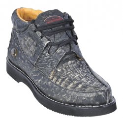 Los Altos Rustic Black Genuine Crocodile / Ostrich Casual Shoes ZA050281
