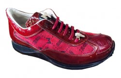 Mauri "8994" Burgundy Genuine Baby Crocodile / Patent Leather / Mauri Fabric Sneakers